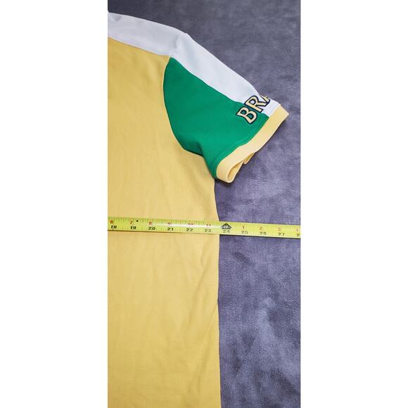 NAUTICA POLO SIZE XXL SHIRT BRAZIL LOGOS MEN'S YELLOW GREEN SHORT SLEEVE C19-65 - Picture 3 of 10